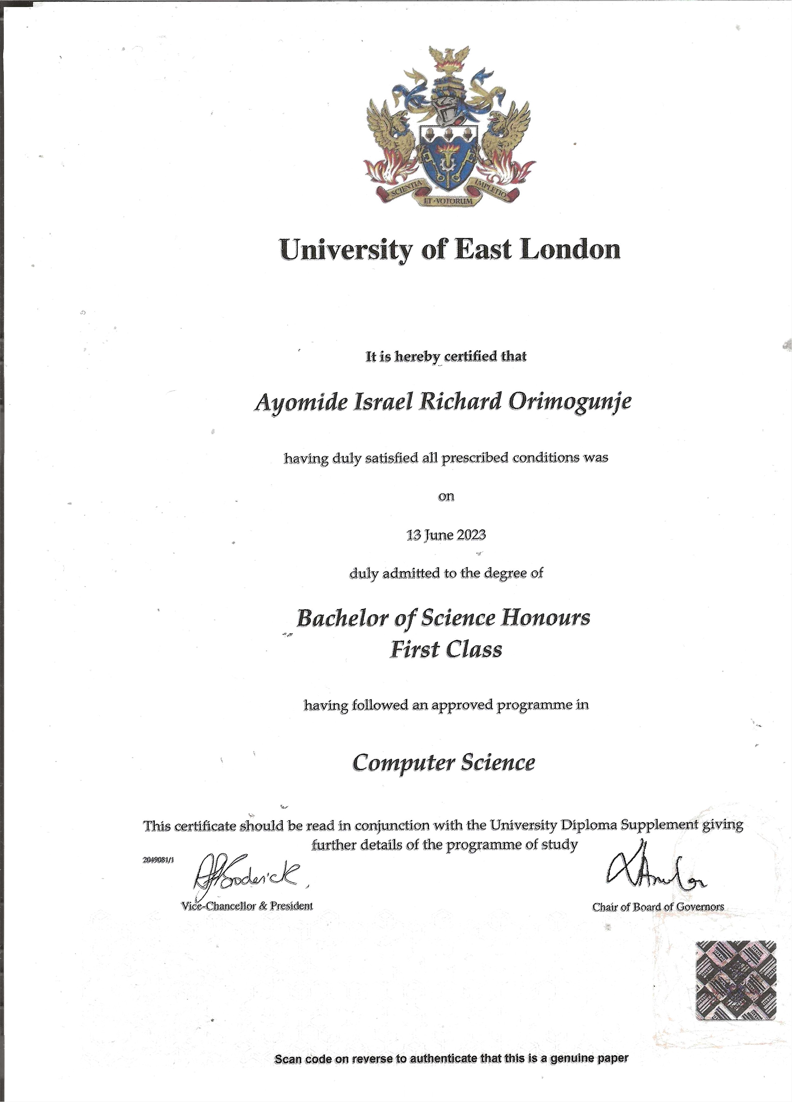 BSC Certificate Preview